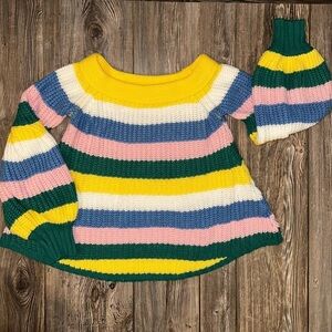 Blue Blush Chunky Knit Balloon Sleeve Sweater